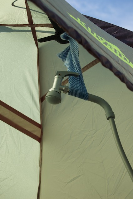 Reich Safari Shower suspended in shower tent